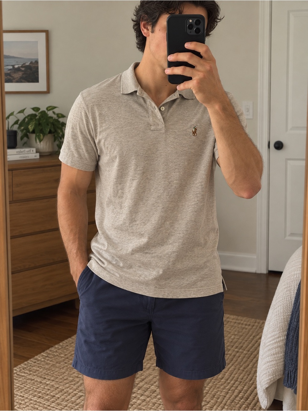 Polo Ralph Lauren Men’s Heathered Taupe Classic Fit Polo Shirt Size S